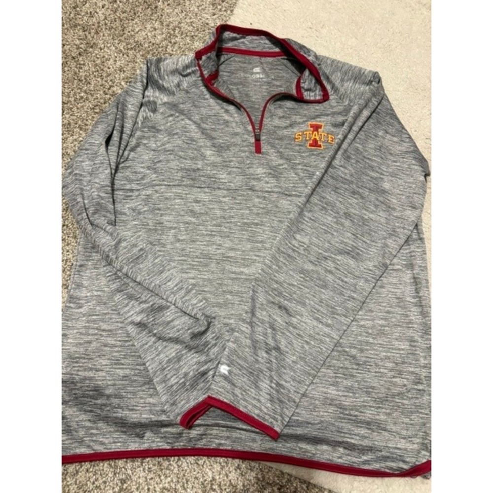 Colosseum Iowa State Cyclones Mens Medium Gray Space Dye Quarter Zip Pullover